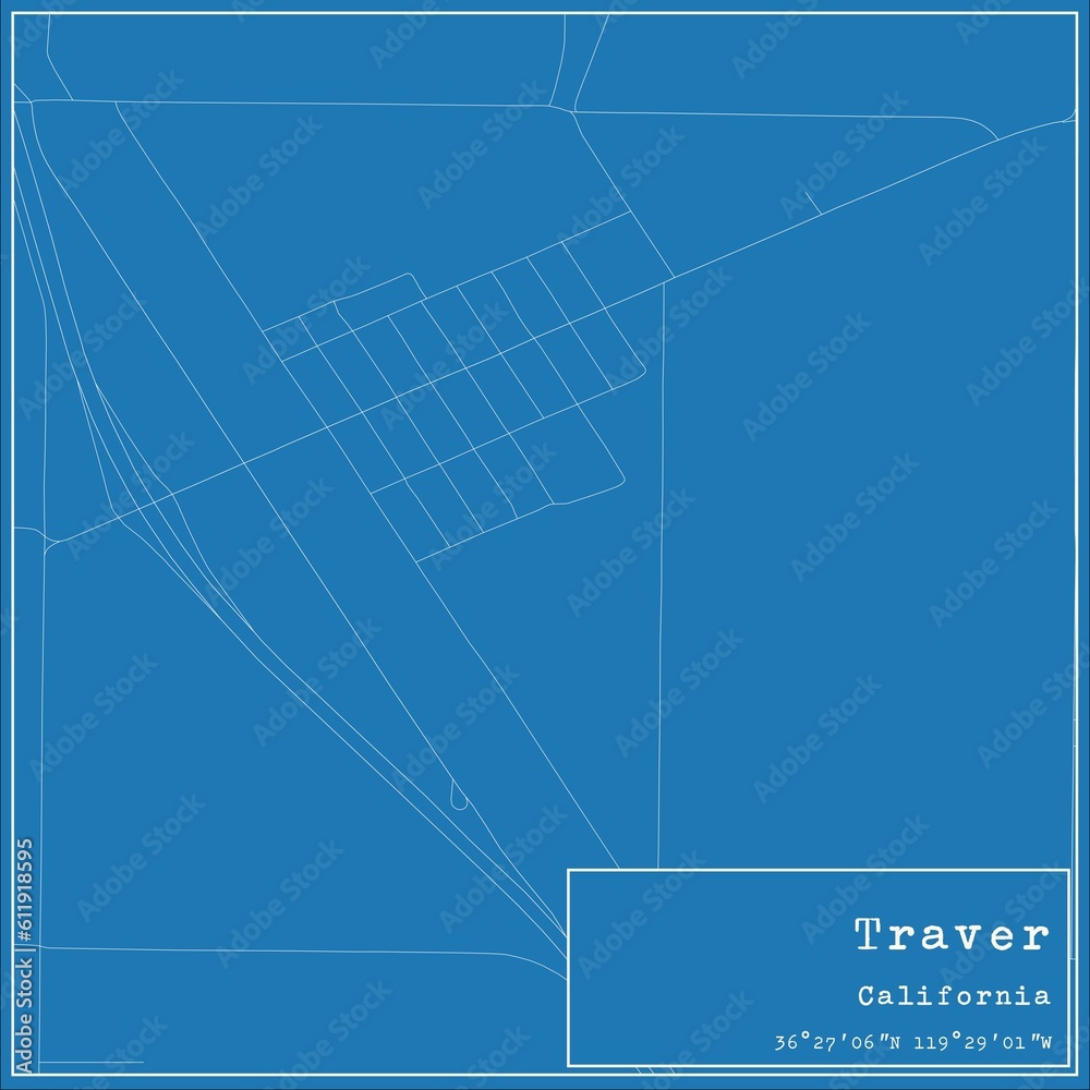 Blueprint US city map of Traver, California. Blueprint US city map of Traver, California.