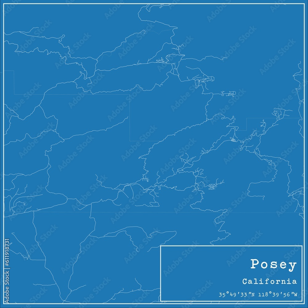 Blueprint US city map of Posey, California. Blueprint US city map of Posey, California.