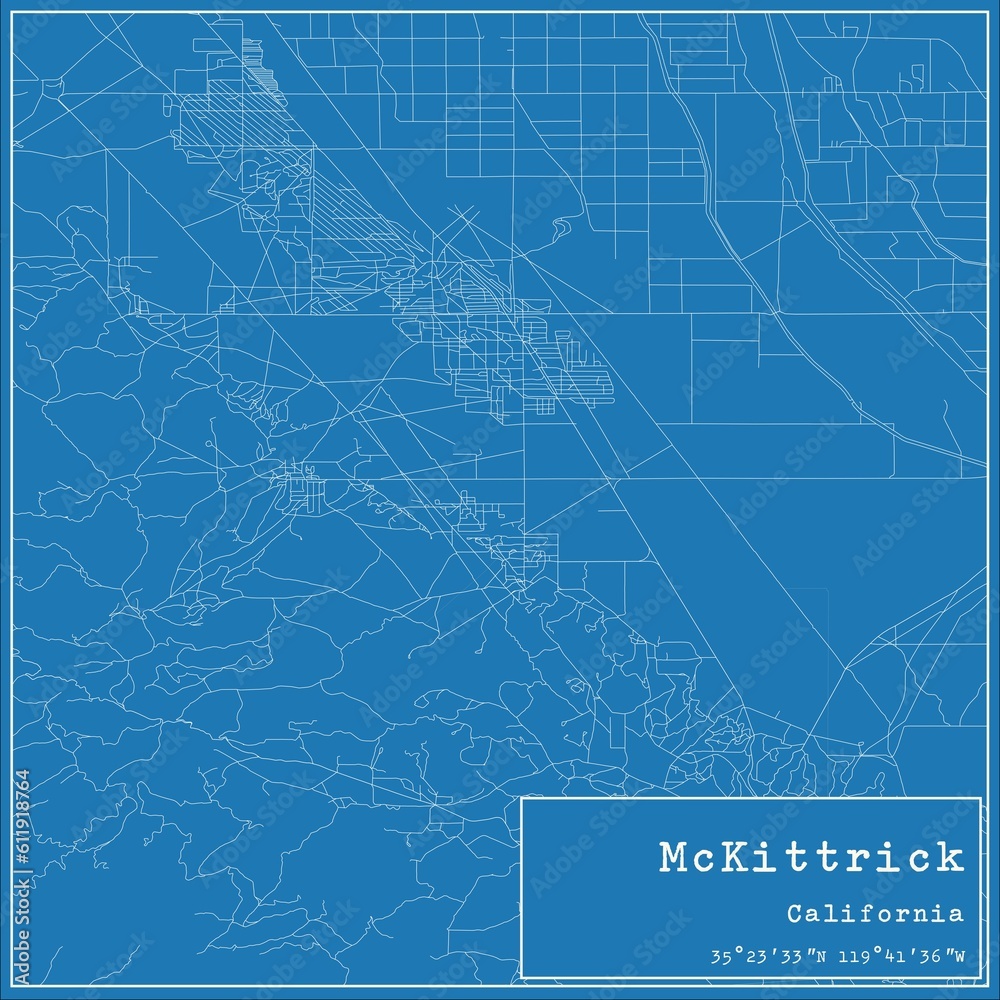 Obraz premium Blueprint US city map of McKittrick, California.