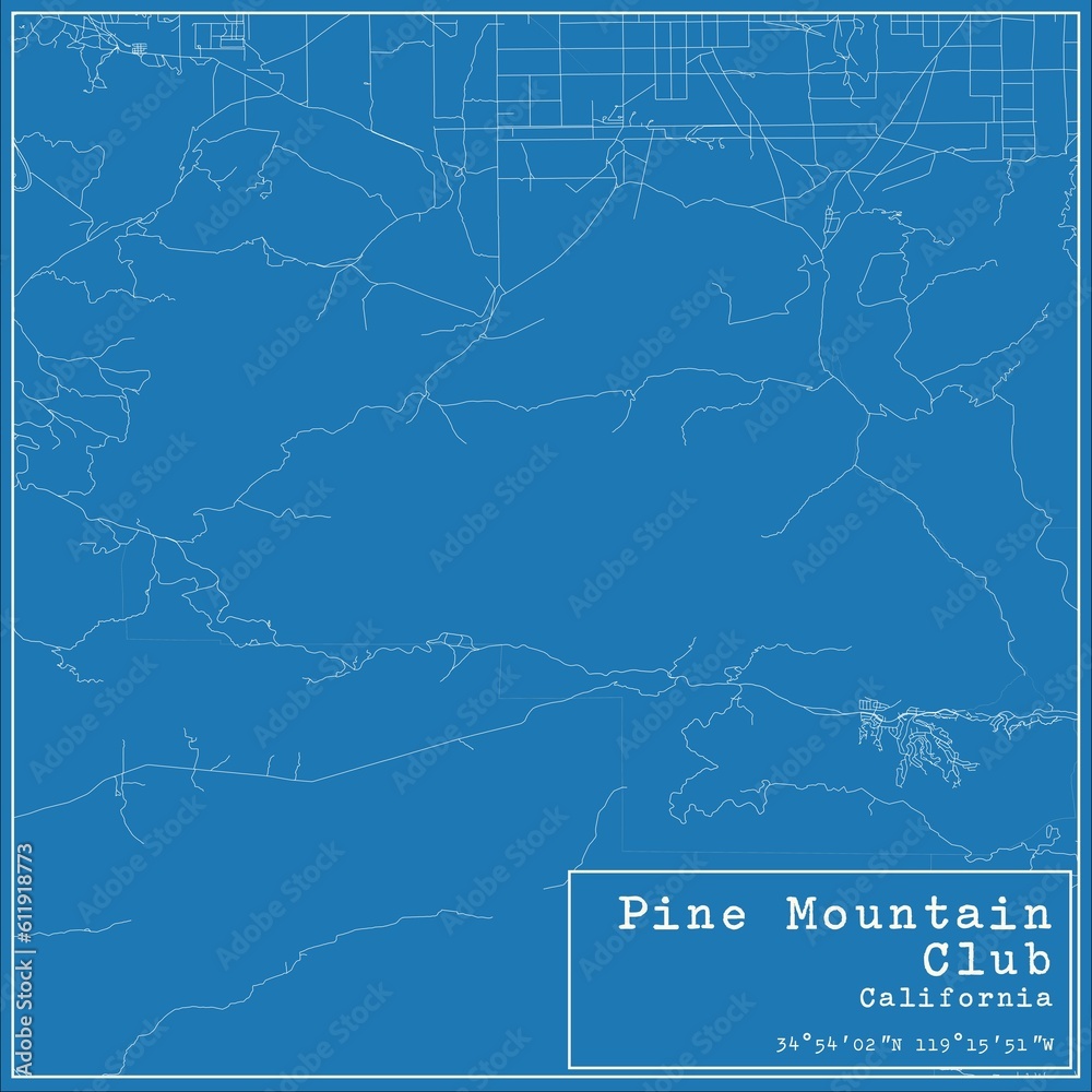 Blueprint US city map of Pine Mountain Club, California. Blueprint US city map of Pine Mountain Club, California.