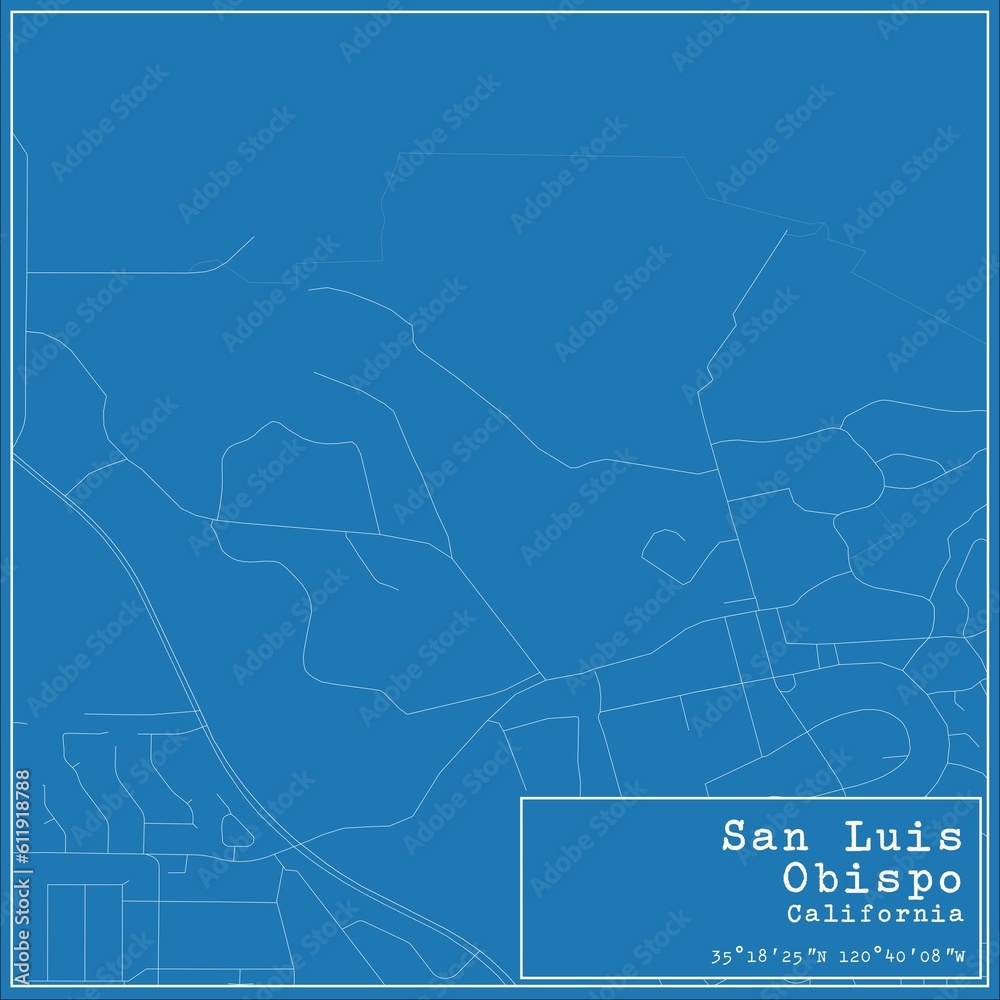 Fototapeta premium Blueprint US city map of San Luis Obispo, California.