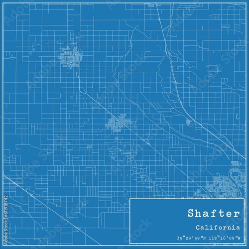 Blueprint US city map of Shafter, California. photo