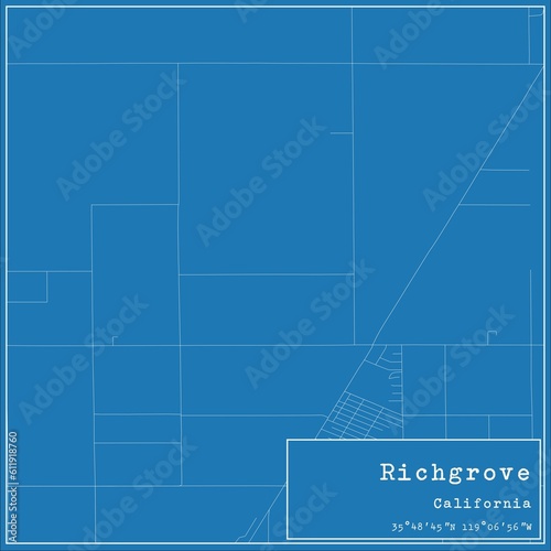 Blueprint US city map of Richgrove, California. photo