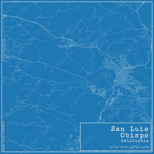 Blueprint US city map of San Luis Obispo, California. photo
