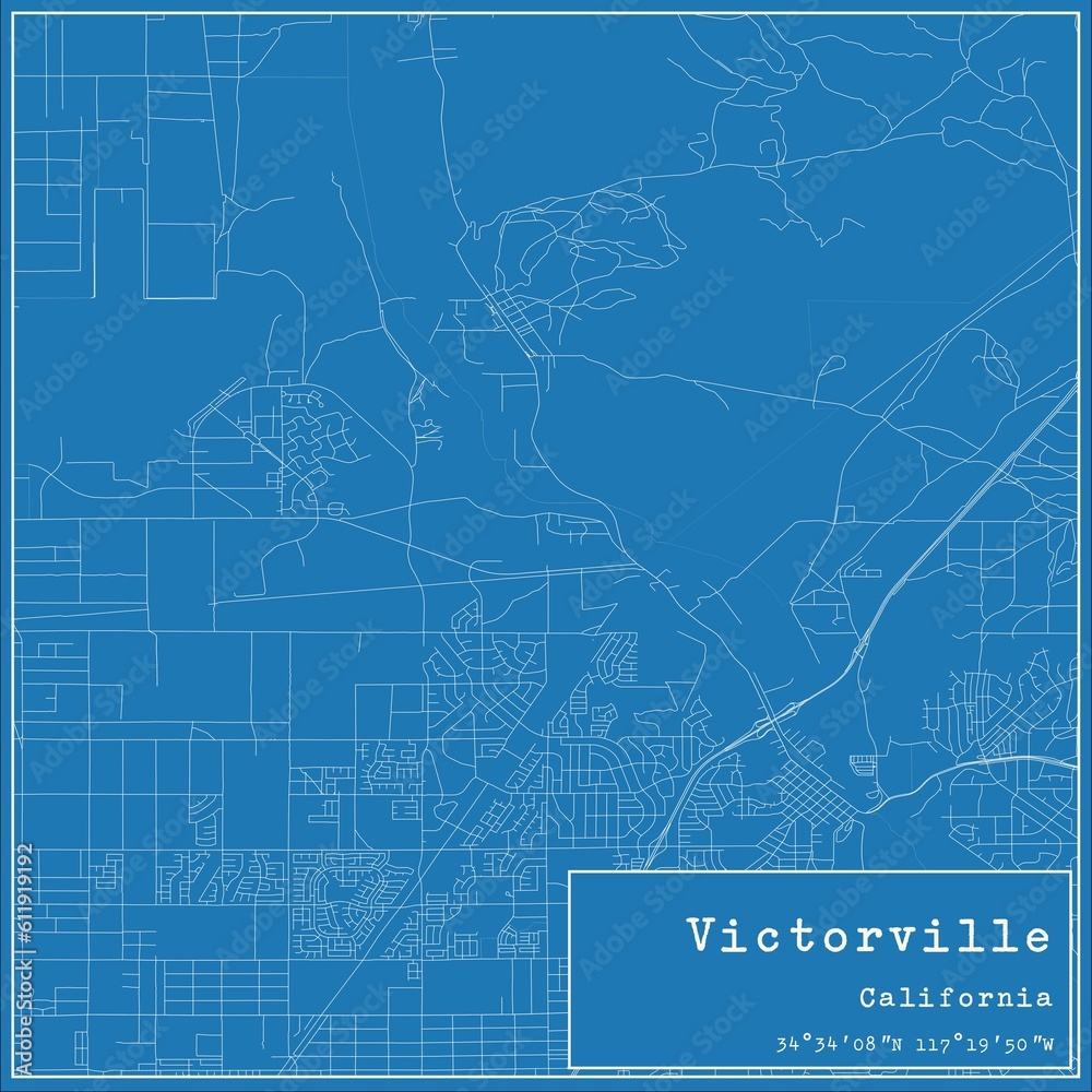 Blueprint US city map of Victorville, California. Blueprint US city map of Victorville, California.