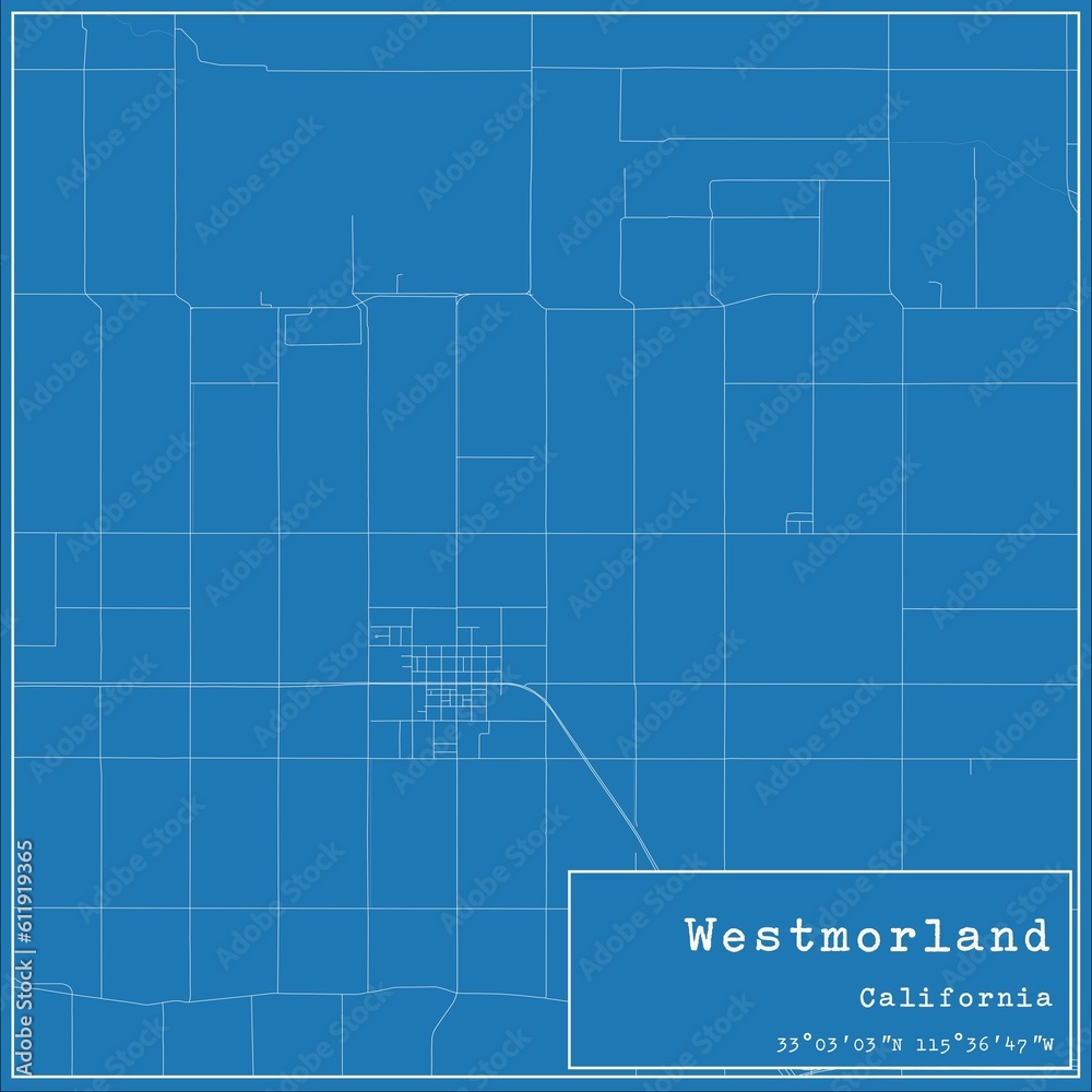 Fototapeta premium Blueprint US city map of Westmorland, California.