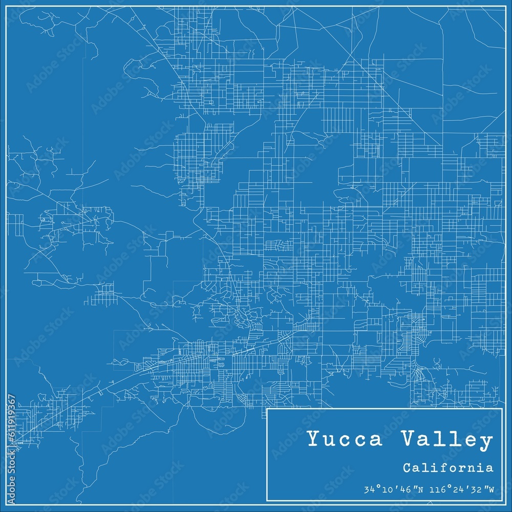Blueprint US city map of Yucca Valley, California. Blueprint US city map of Yucca Valley, California.