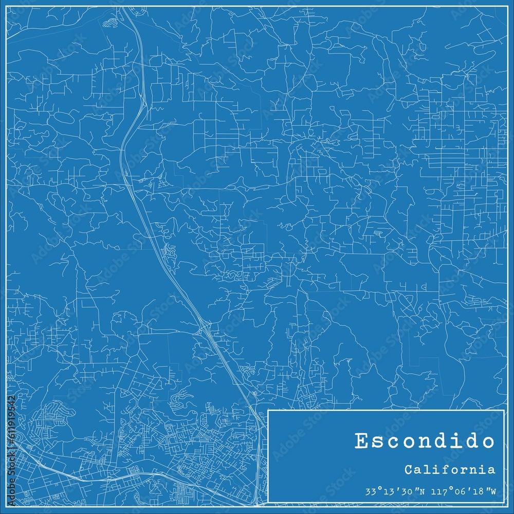 Naklejka premium Blueprint US city map of Escondido, California.