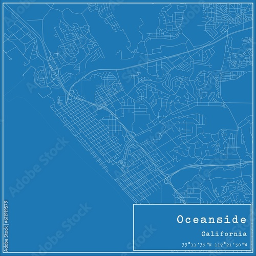 Wallpaper Mural Blueprint US city map of Oceanside, California.