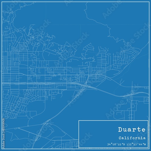 Blueprint US city map of Duarte, California. photo
