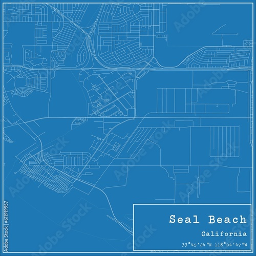 Blueprint US city map of Seal Beach, California.