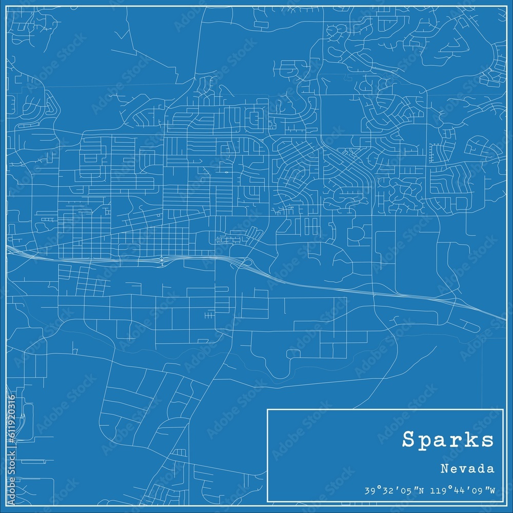 Blueprint US city map of Sparks, Nevada. Blueprint US city map of Sparks, Nevada.
