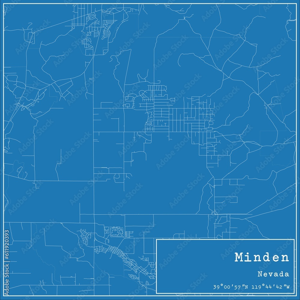 Blueprint US city map of Minden, Nevada. Blueprint US city map of Minden, Nevada.