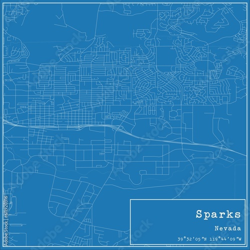 Blueprint US city map of Sparks, Nevada. photo