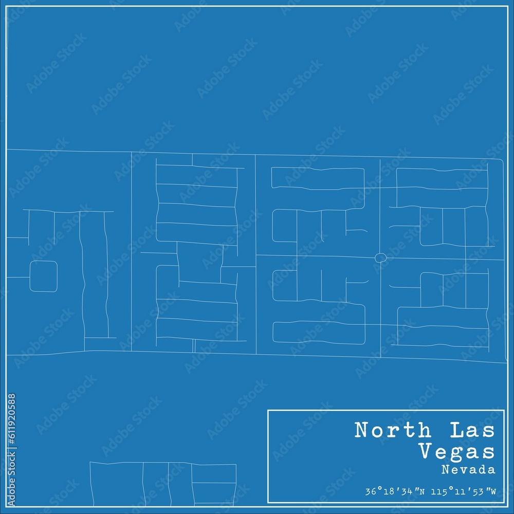 Blueprint US city map of North Las Vegas, Nevada.