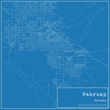 Blueprint US city map of Pahrump, Nevada.
