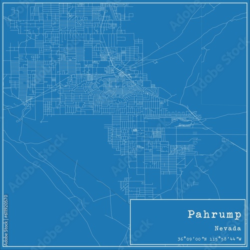 Blueprint US city map of Pahrump, Nevada. photo