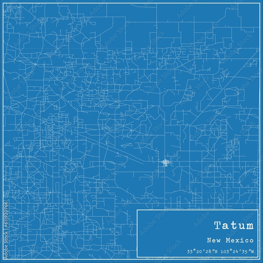 Blueprint US city map of Tatum, New Mexico.