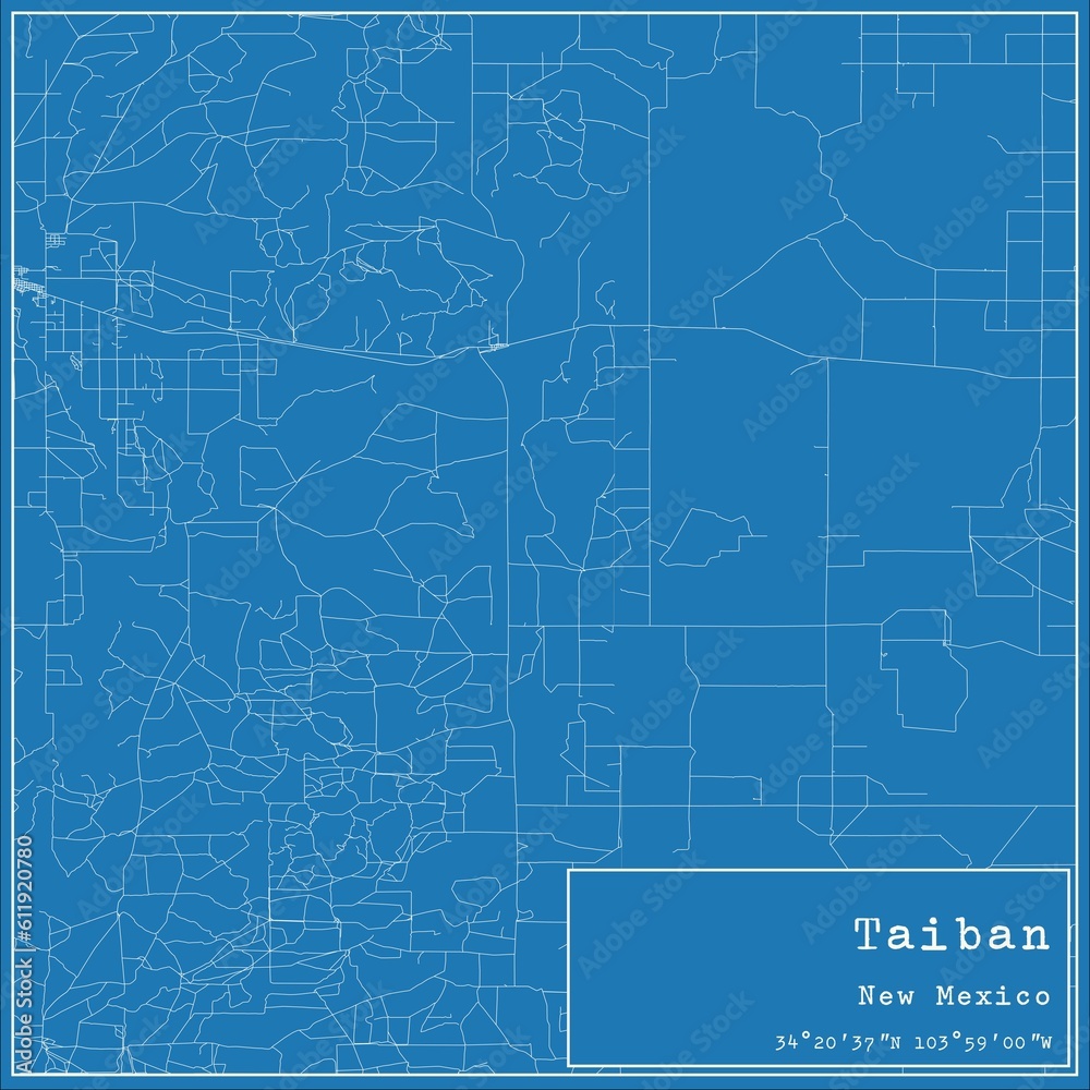 Blueprint US city map of Taiban, New Mexico.