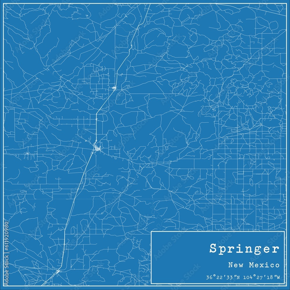 Blueprint US city map of Springer, New Mexico.
