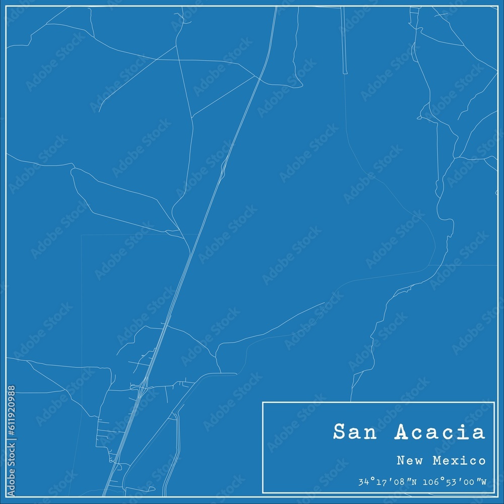 Blueprint US city map of San Acacia, New Mexico. Blueprint US city map of San Acacia, New Mexico.