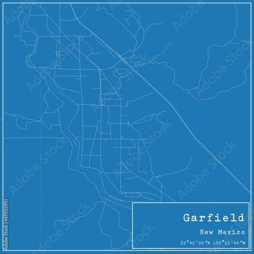 Blueprint US city map of Garfield, New Mexico.