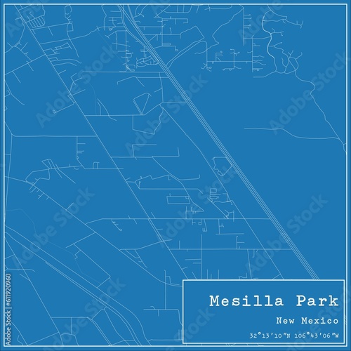 Blueprint US city map of Mesilla Park  New Mexico.