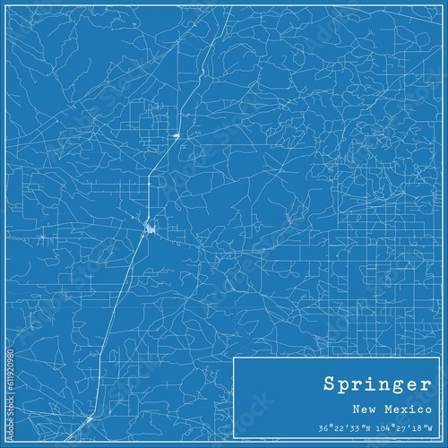 Blueprint US city map of Springer  New Mexico.