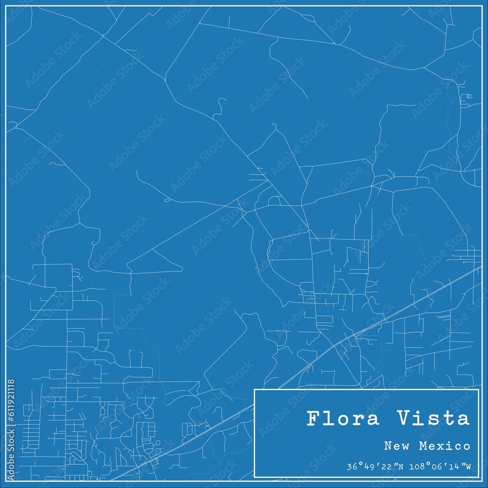 Blueprint US city map of Flora Vista, New Mexico.