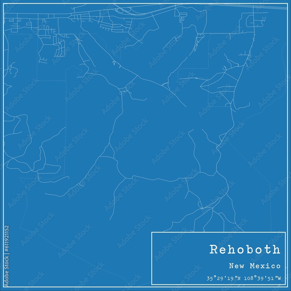 Blueprint US city map of Rehoboth, New Mexico.