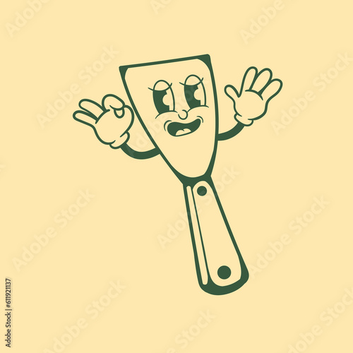 Vintage character design of putty knife