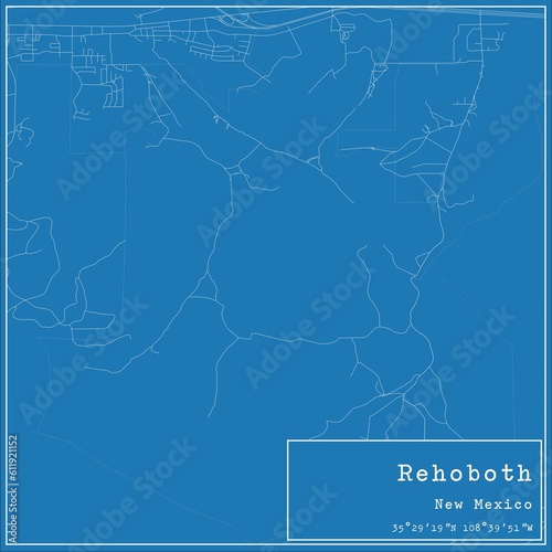 Blueprint US city map of Rehoboth, New Mexico.