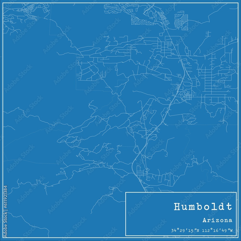 Blueprint US city map of Humboldt, Arizona.