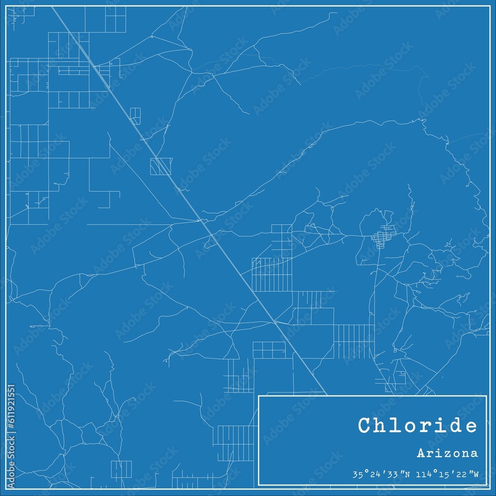 Fototapeta premium Blueprint US city map of Chloride, Arizona.