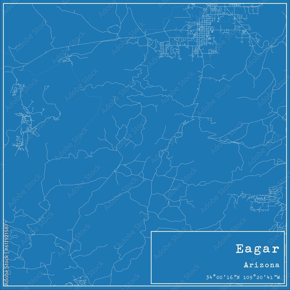 Blueprint US city map of Eagar, Arizona.