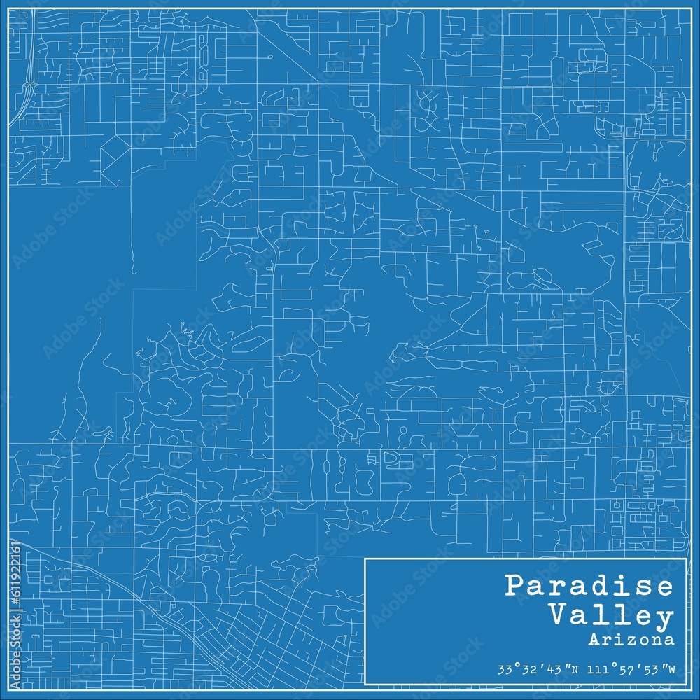 Blueprint US city map of Paradise Valley, Arizona. Blueprint US city map of Paradise Valley, Arizona.