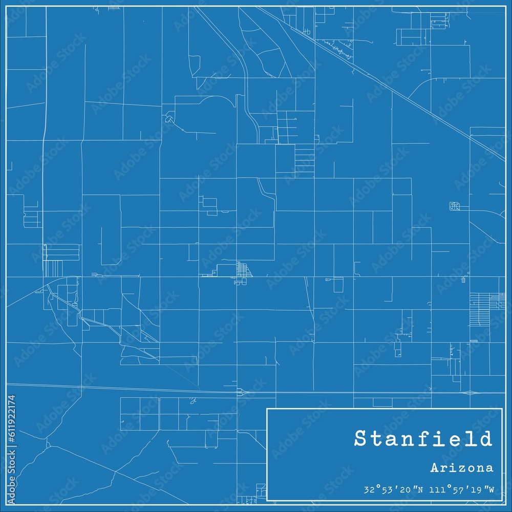 Blueprint US city map of Stanfield, Arizona.
