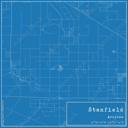 Blueprint US city map of Stanfield, Arizona.