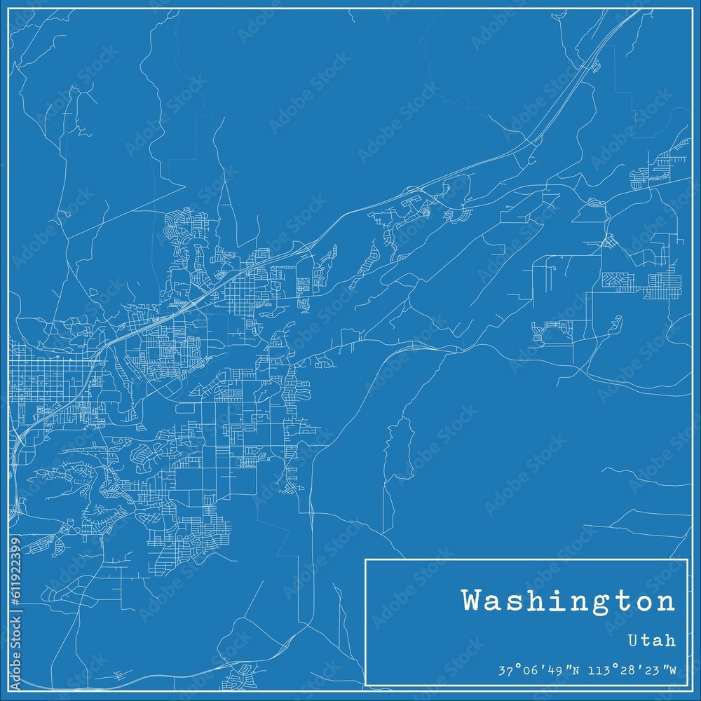 Blueprint US city map of Washington, Utah.