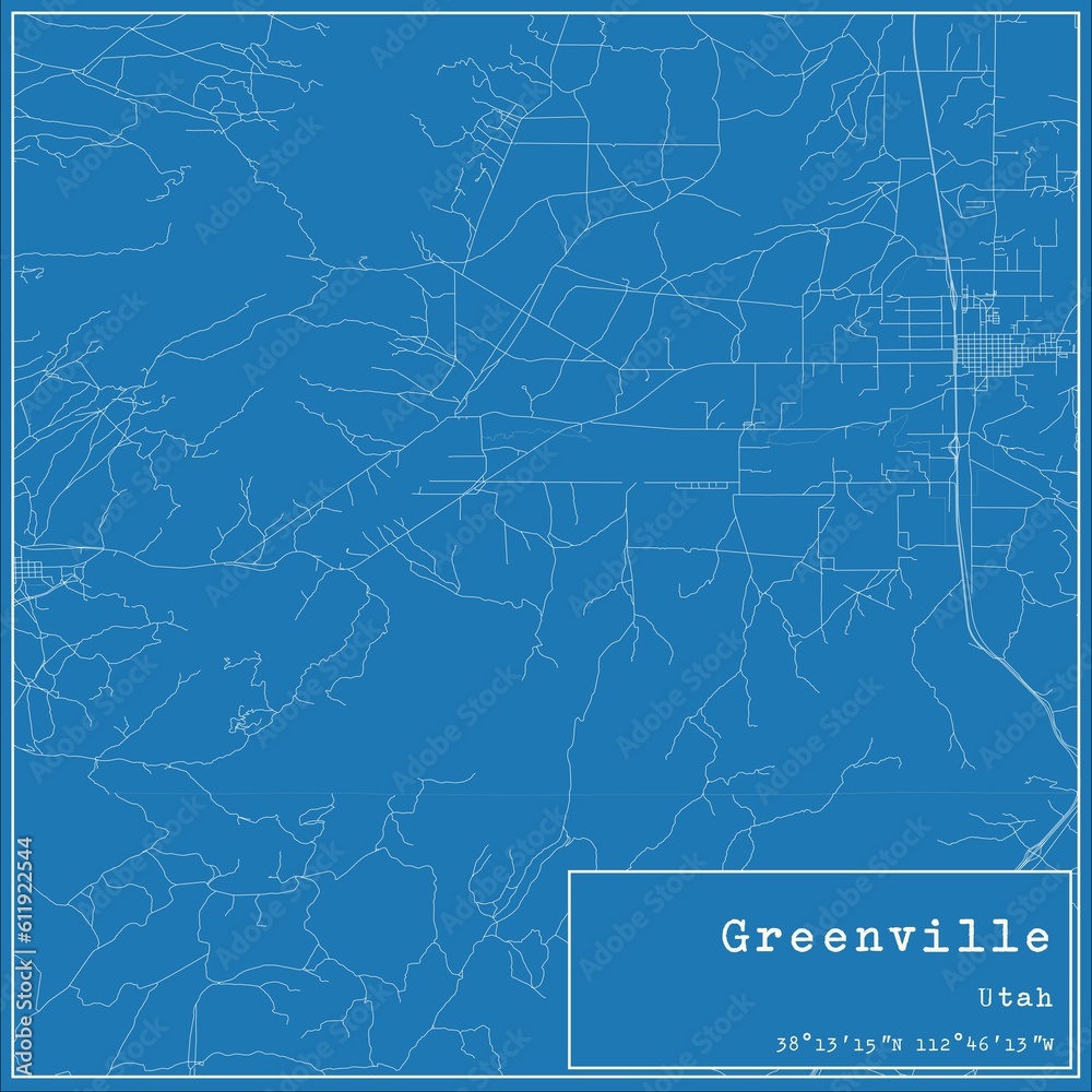 Blueprint US city map of Greenville, Utah. Blueprint US city map of Greenville, Utah.