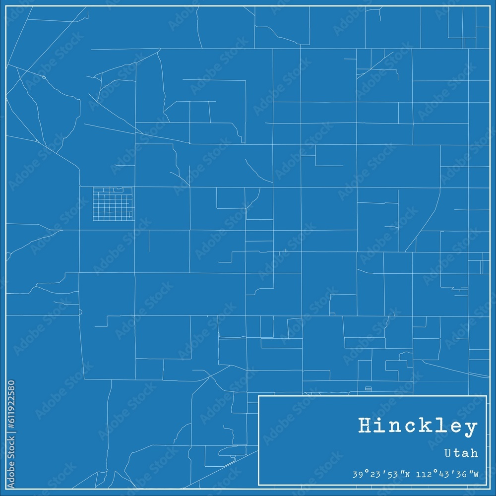 Blueprint US city map of Hinckley, Utah.