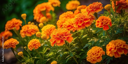 Vibrant Orange Marigolds in Bloom - AI Generated © dasom