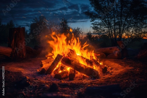 Campfire's Brilliant Orange Glow - AI Generated