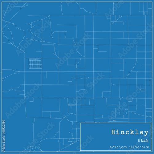 Blueprint US city map of Hinckley, Utah. photo
