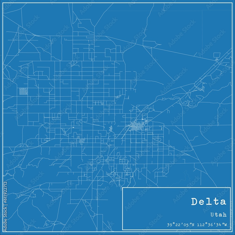 Fototapeta premium Blueprint US city map of Delta, Utah.