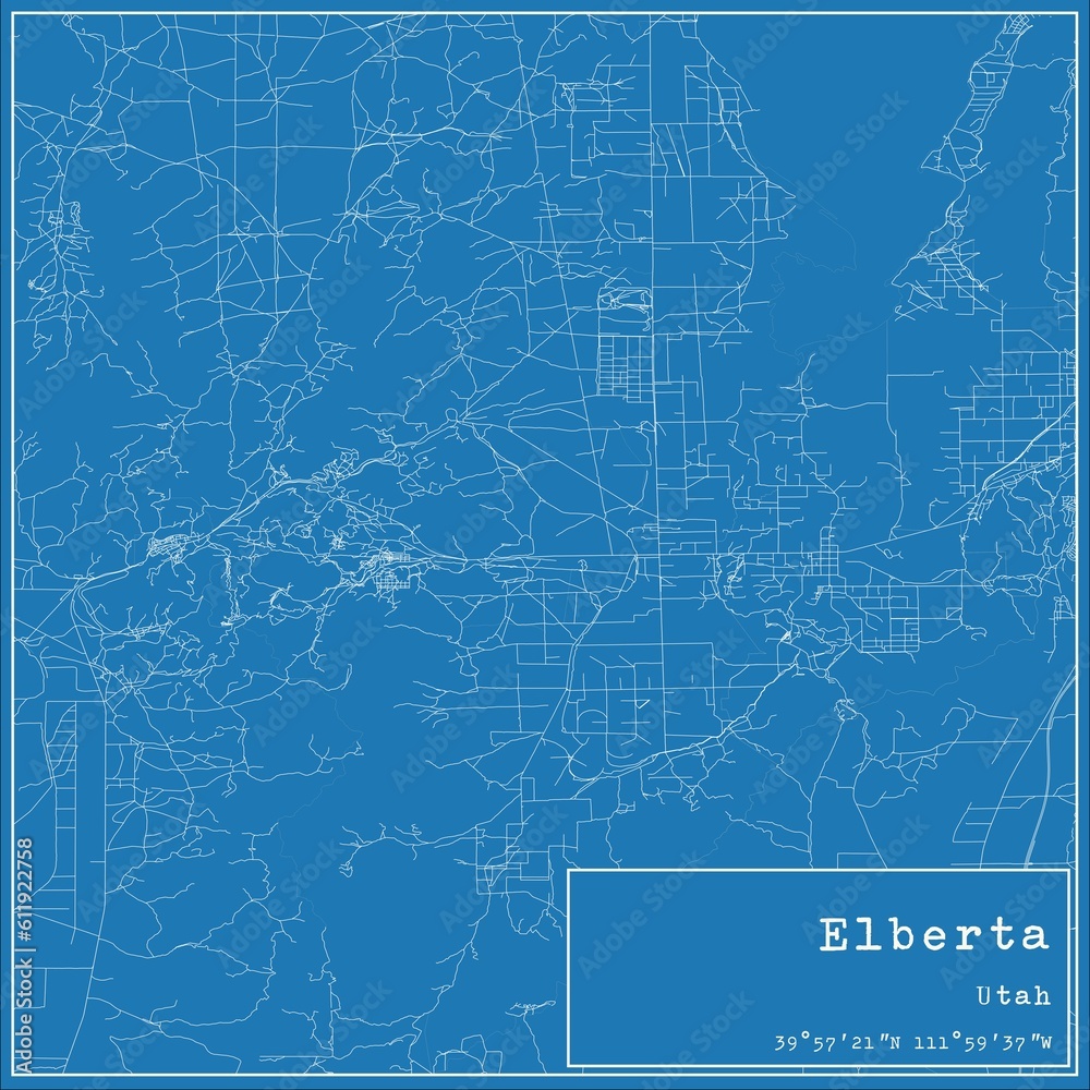 Blueprint US city map of Elberta, Utah.