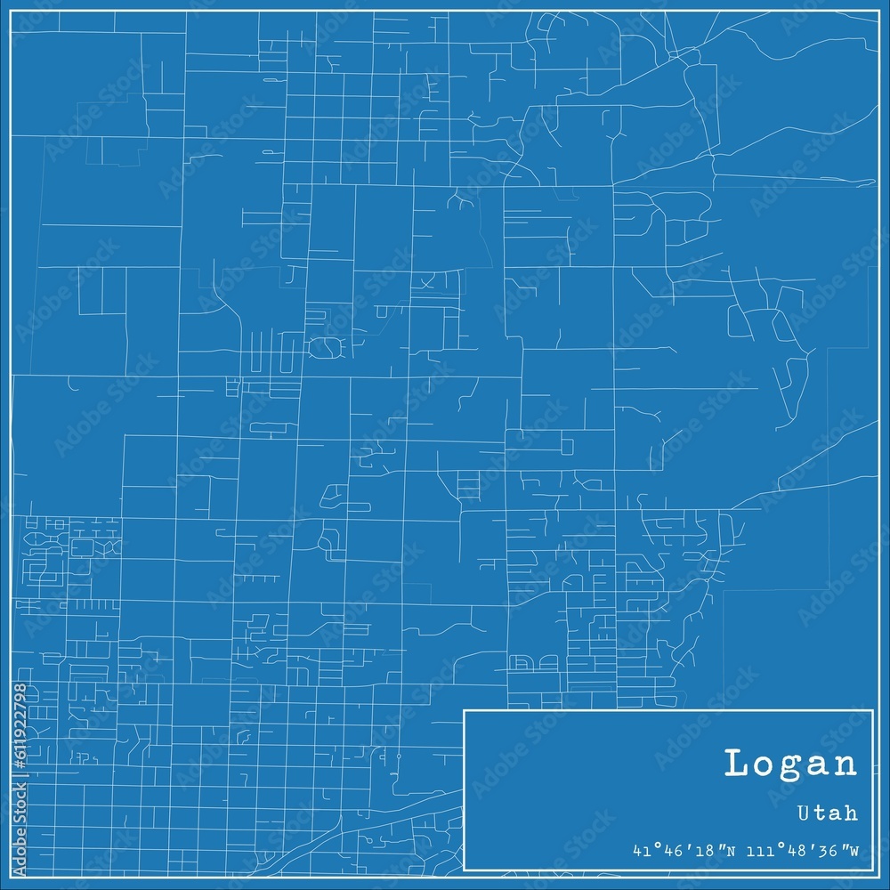 Blueprint US city map of Logan, Utah. Blueprint US city map of Logan, Utah.