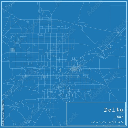 Blueprint US city map of Delta, Utah. photo
