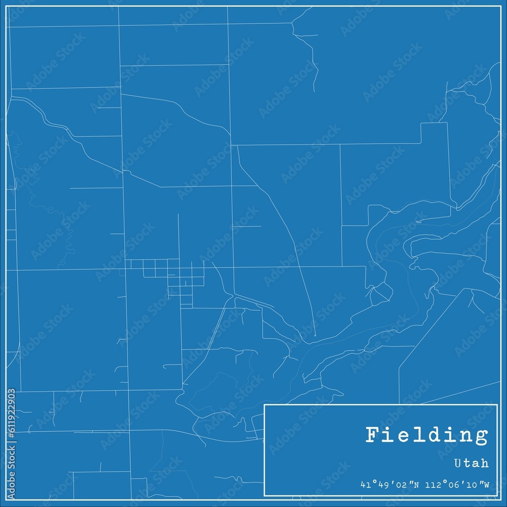 Blueprint US city map of Fielding, Utah.