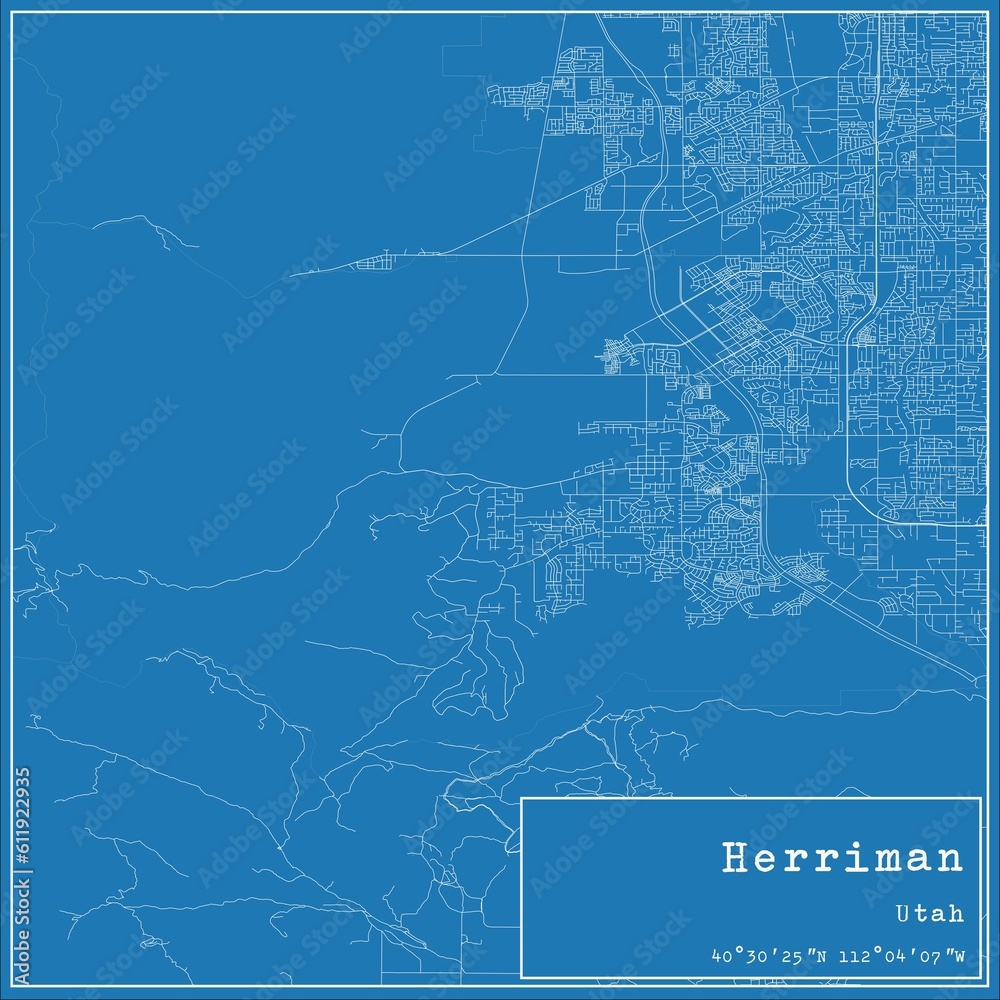 Blueprint US city map of Herriman, Utah.